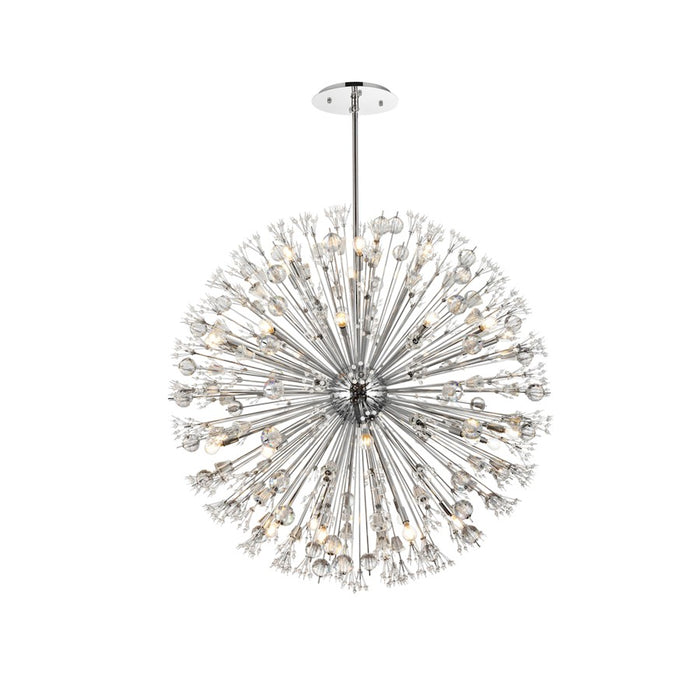 Elegant Lighting Vera 34Lt 50" Crystal Star Round Pendant, Chrome
