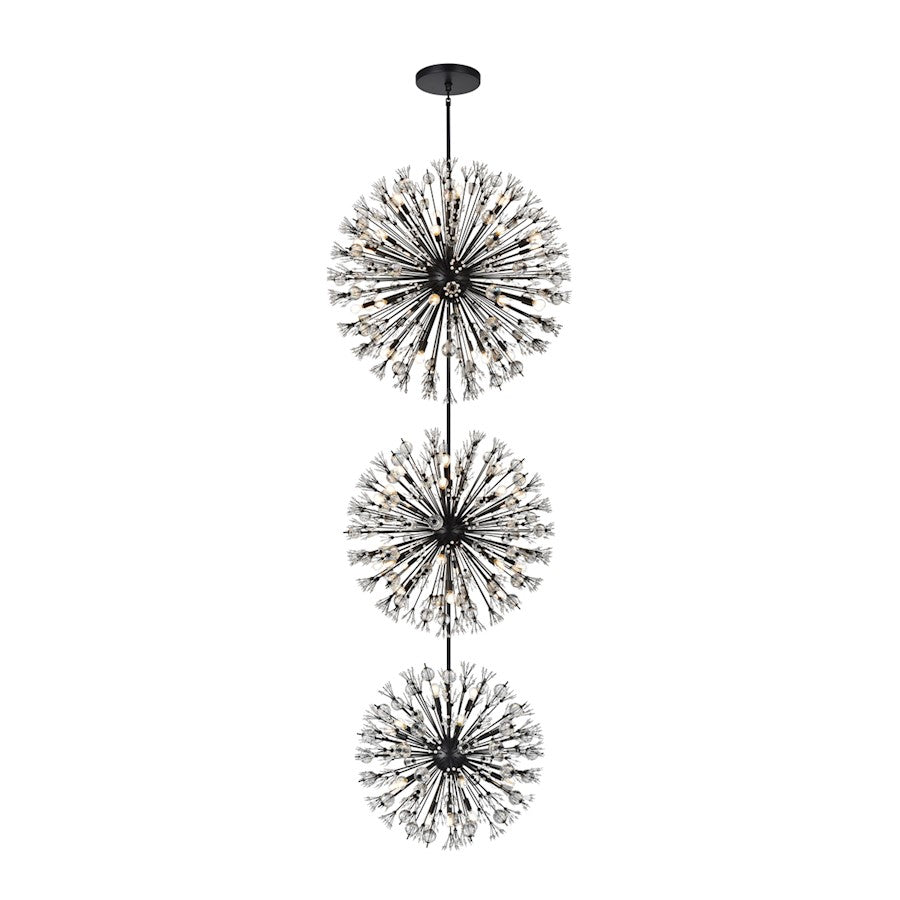 Elegant Lighting Vera 74Lt 44" 3-T Crystal Star Chandelier, Black