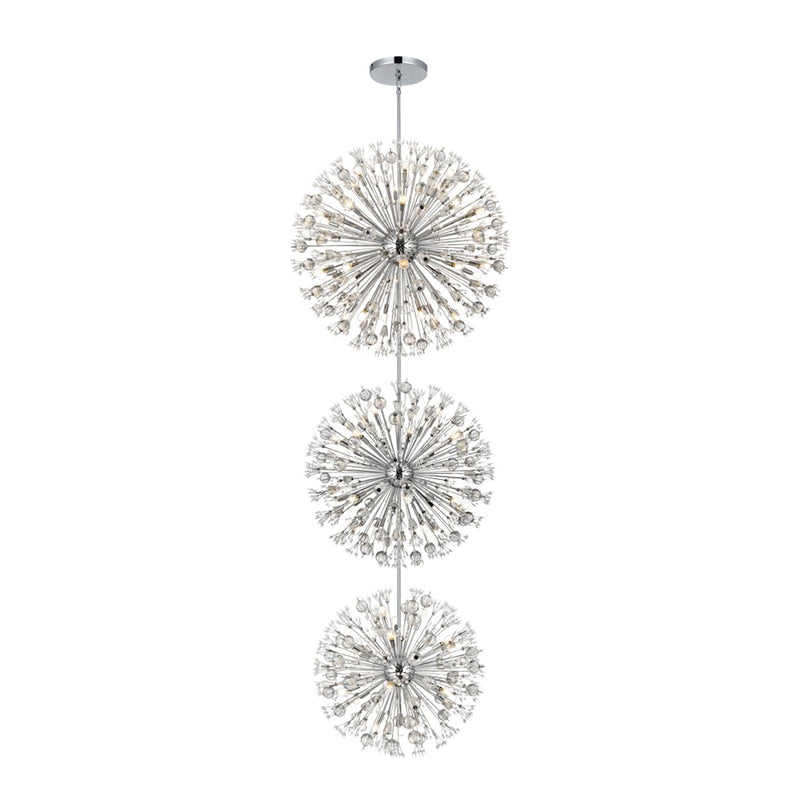Elegant Lighting Vera 74Lt 44" 3-T Crystal Star Chandelier, Chrome