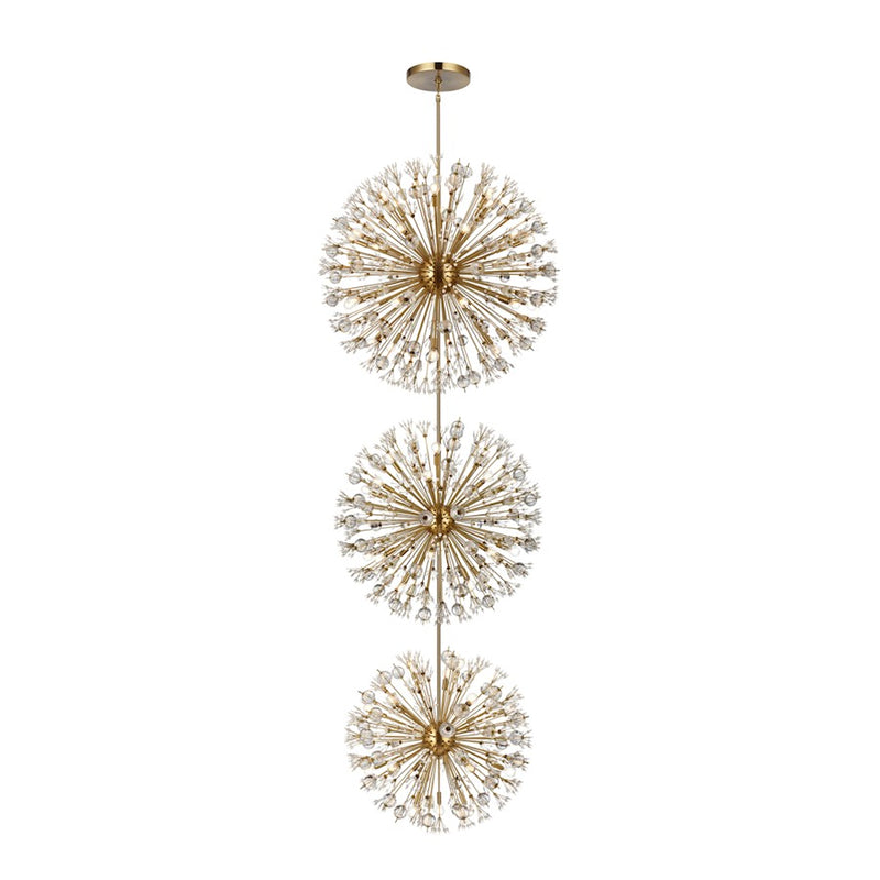Elegant Lighting Vera 74Lt 44" 3-T Crystal Star Chandelier, Gold