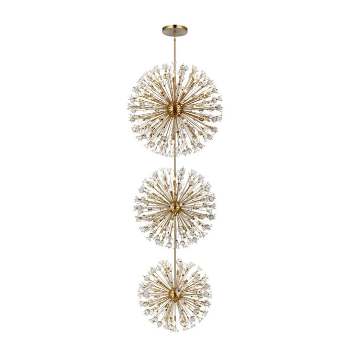 Elegant Lighting Vera 74Lt 44" 3-T Crystal Star Chandelier, Gold