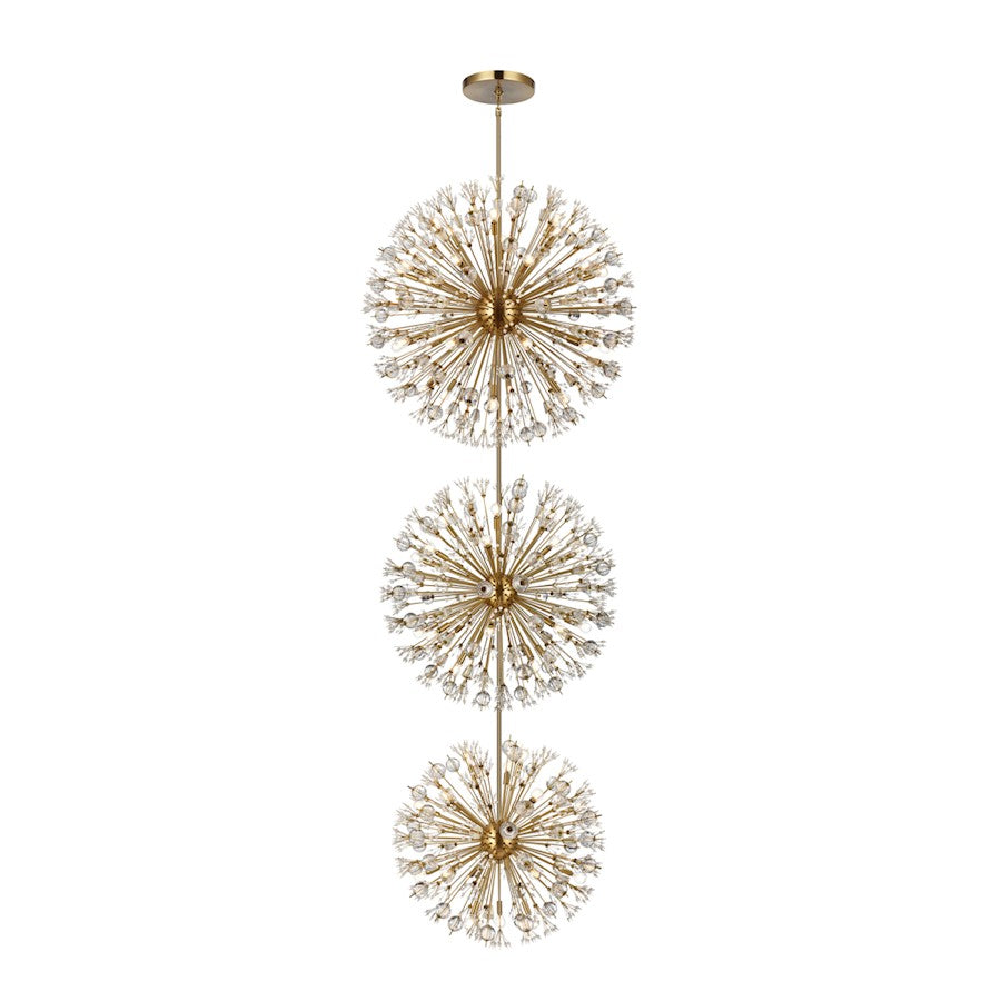 Elegant Lighting Vera 74Lt 44" 3-T Crystal Star Chandelier, Gold