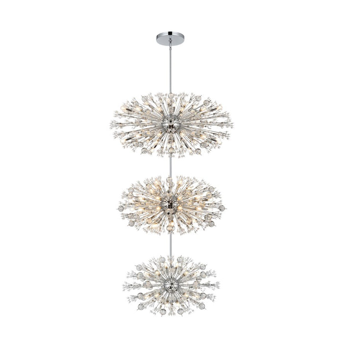 Elegant Lighting Vera 100Lt 48" 3-T Crystal Star Chandelier, Chrome