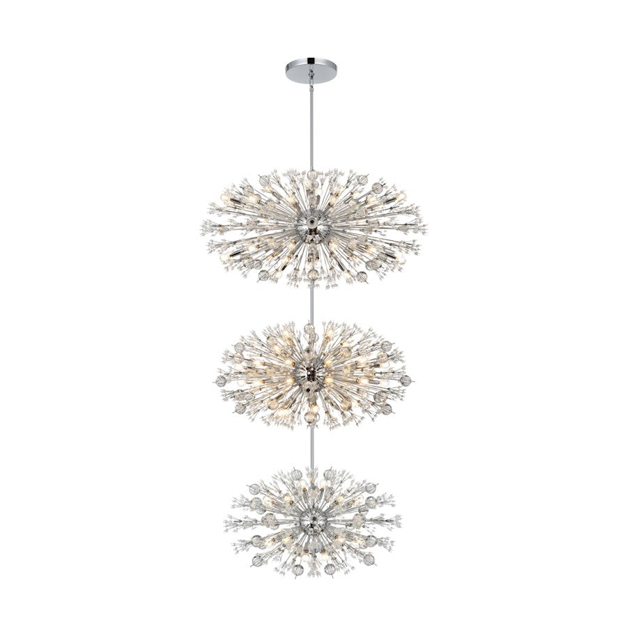 Elegant Lighting Vera 100Lt 48" 3-T Crystal Star Chandelier, Chrome