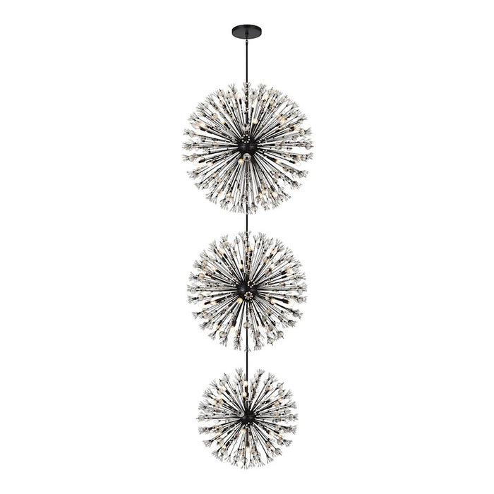 Elegant Lighting Vera 90Lt 50" 3-T Crystal Star Chandelier, Black