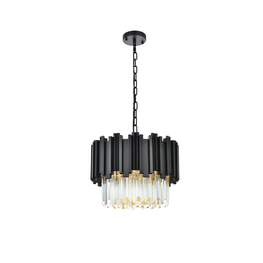Elegant Lighting Willow 4 Light 16" Chandelier, Black/Clear - 3400D16BK