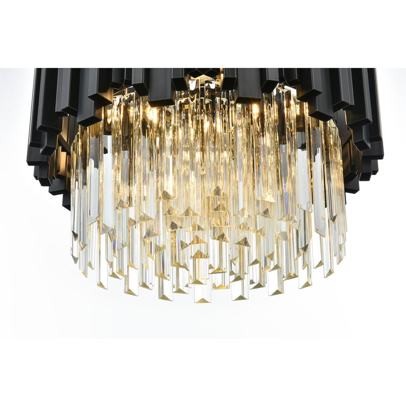 Elegant Lighting Willow 4 Light 16" Chandelier, Black/Clear