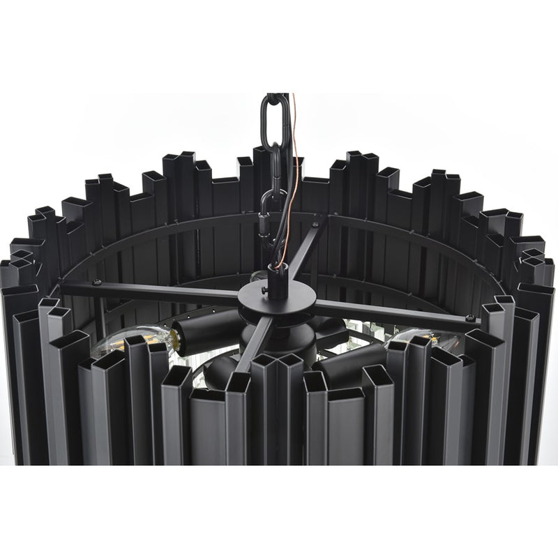 Elegant Lighting Willow 4 Light 16" Chandelier, Black/Clear