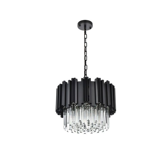 Elegant Lighting Willow 4 Light 16" Chandelier, Black/Clear