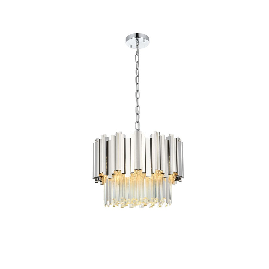Elegant Lighting Willow 4 Light 16" Chandelier, Chrome/Clear - 3400D16C