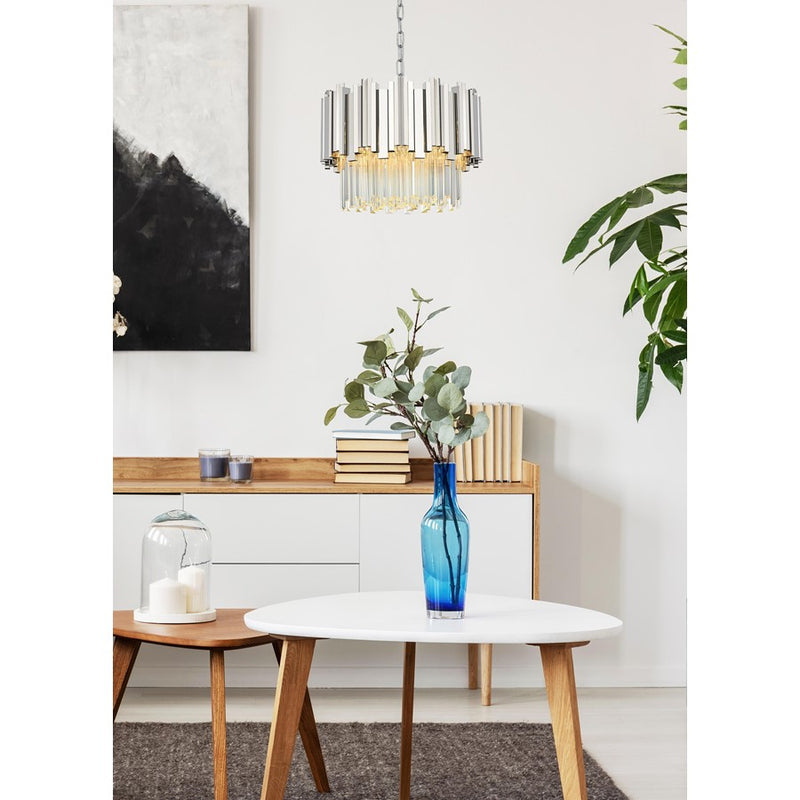 Elegant Lighting Willow 4 Light 16" Chandelier, Chrome/Clear