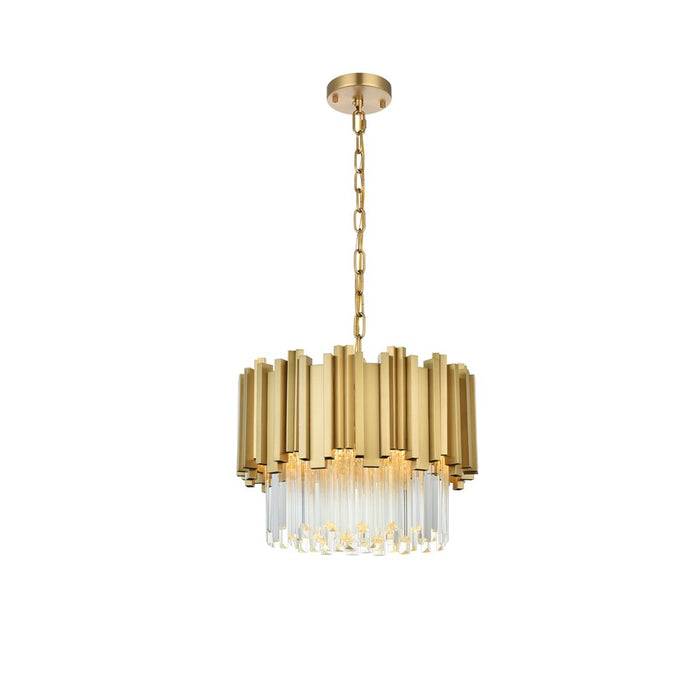 Elegant Lighting Willow 4 Light 16" Chandelier, Satin Gold/Clear