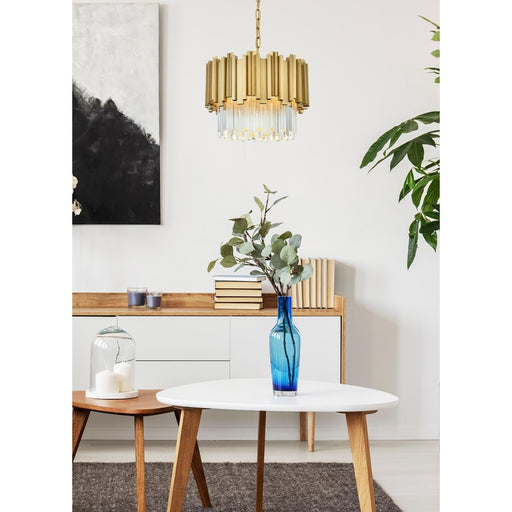 Elegant Lighting Willow 4 Light 16" Chandelier, Satin Gold/Clear