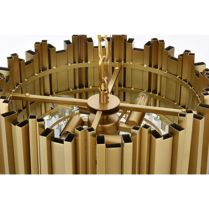 Elegant Lighting Willow 4 Light 16" Chandelier, Satin Gold/Clear