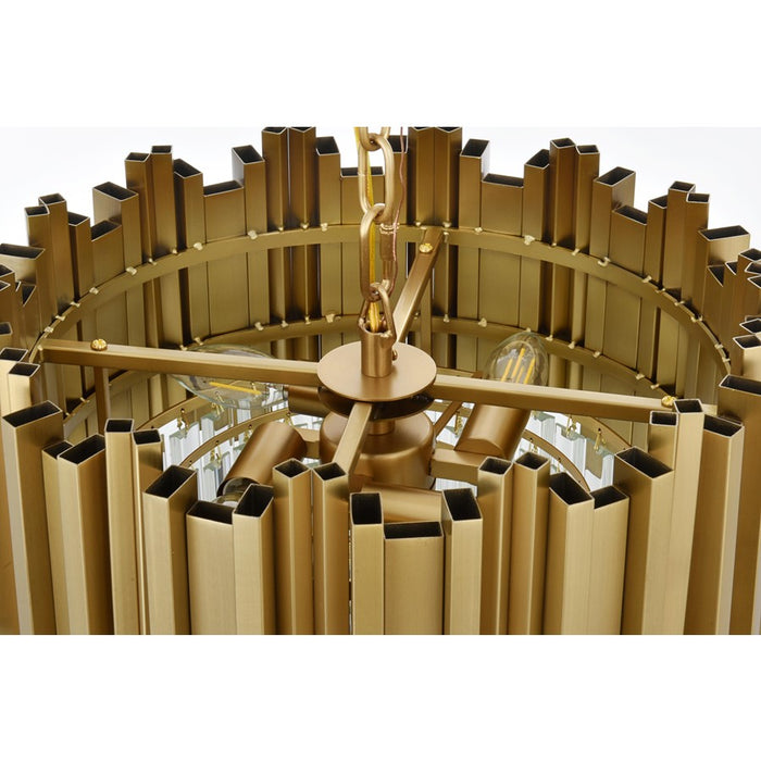 Elegant Lighting Willow 4 Light 16" Chandelier, Satin Gold/Clear