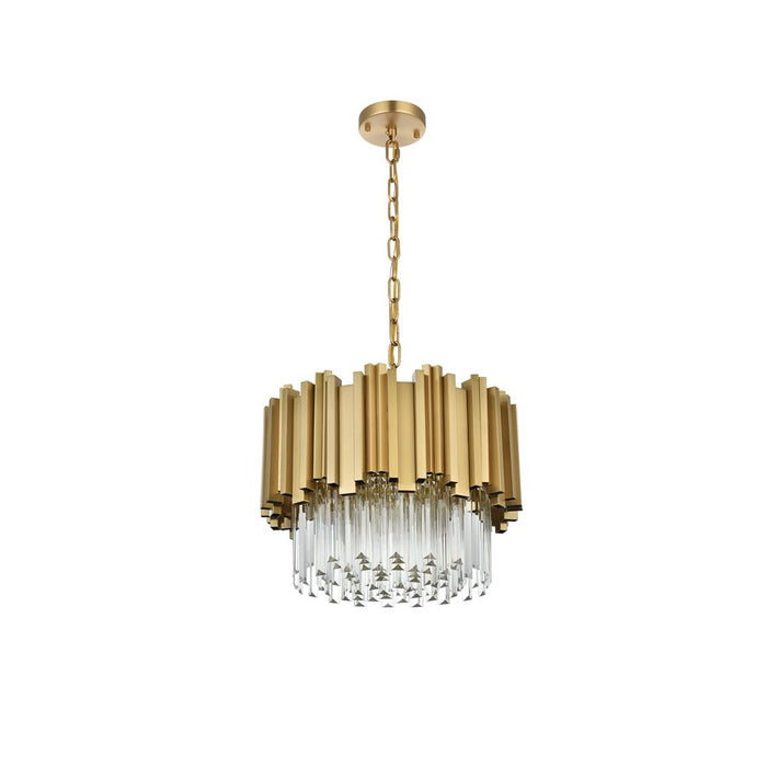 Elegant Lighting Willow 4 Light 16" Chandelier, Satin Gold/Clear