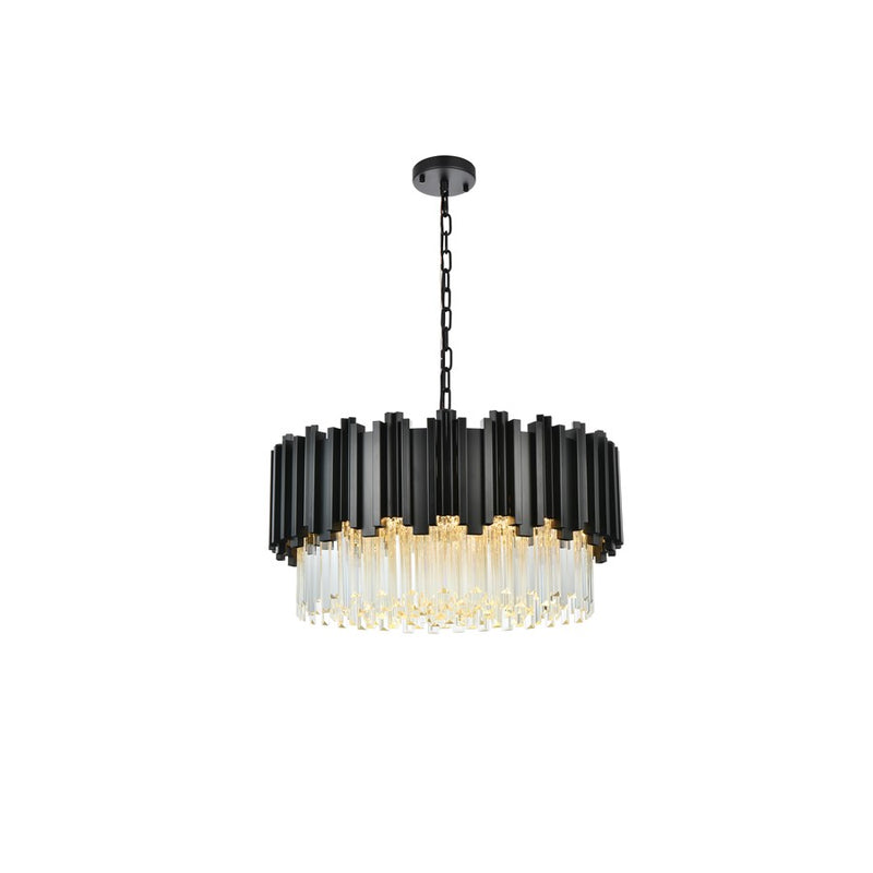 Elegant Lighting Willow 8 Light 1 Tier 24" Chandelier, Black/Clear