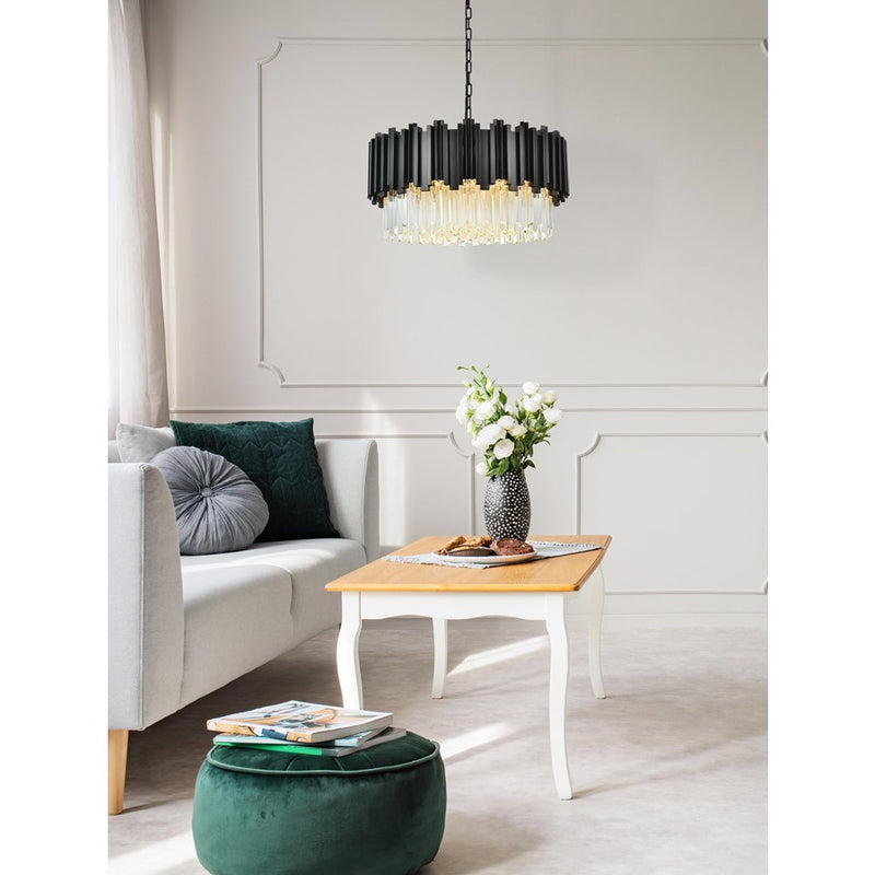 Elegant Lighting Willow 8 Light 1 Tier 24" Chandelier, Black/Clear