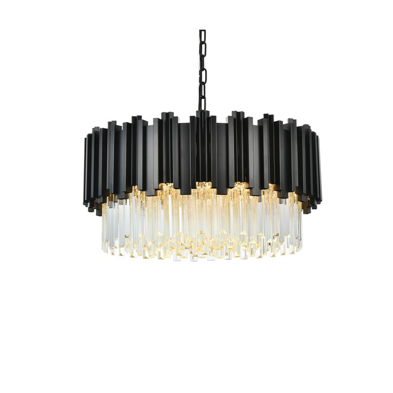 Elegant Lighting Willow 8 Light 1 Tier 24" Chandelier, Black/Clear