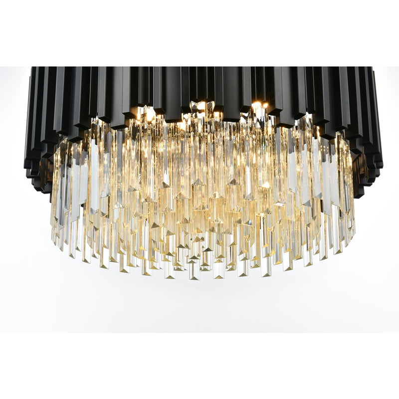 Elegant Lighting Willow 8 Light 1 Tier 24" Chandelier, Black/Clear