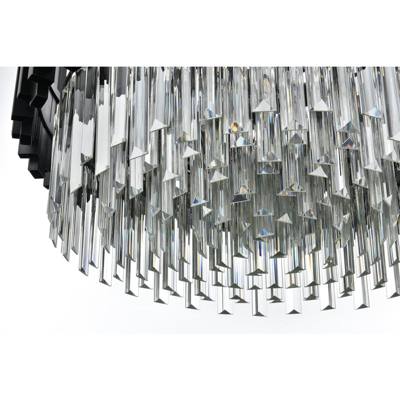 Elegant Lighting Willow 8 Light 1 Tier 24" Chandelier, Black/Clear