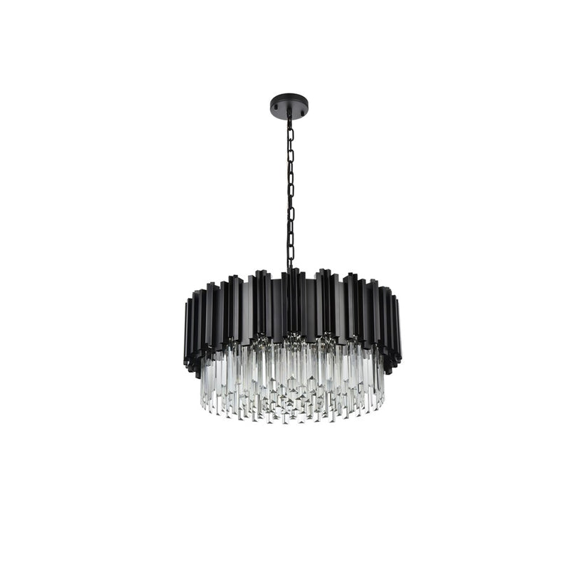 Elegant Lighting Willow 8 Light 1 Tier 24" Chandelier, Black/Clear