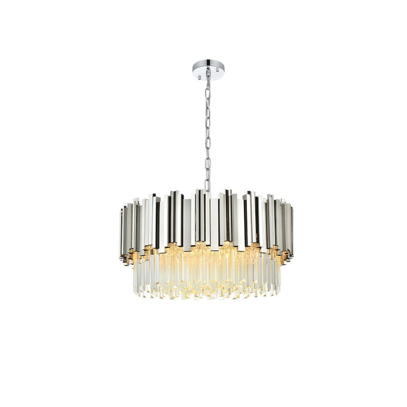 Elegant Lighting Willow 8 Light 1 Tier 24" Chandelier, Chrome/Clear