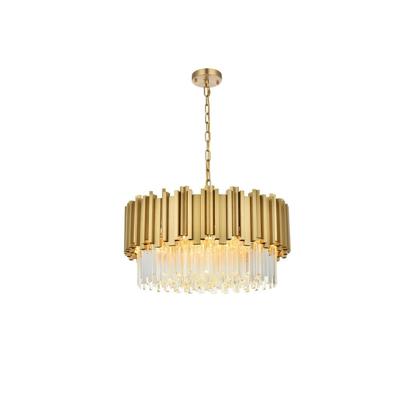 Elegant Lighting Willow 8Lt 1 Tier 24" Chandelier, Satin Gold/Clear