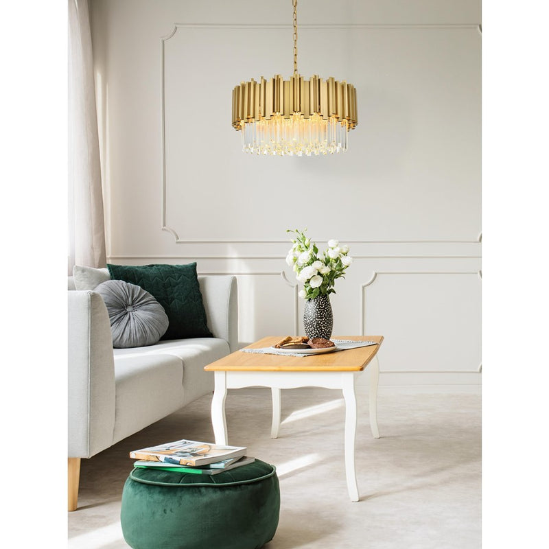Elegant Lighting Willow 8Lt 1 Tier 24" Chandelier, Satin Gold/Clear