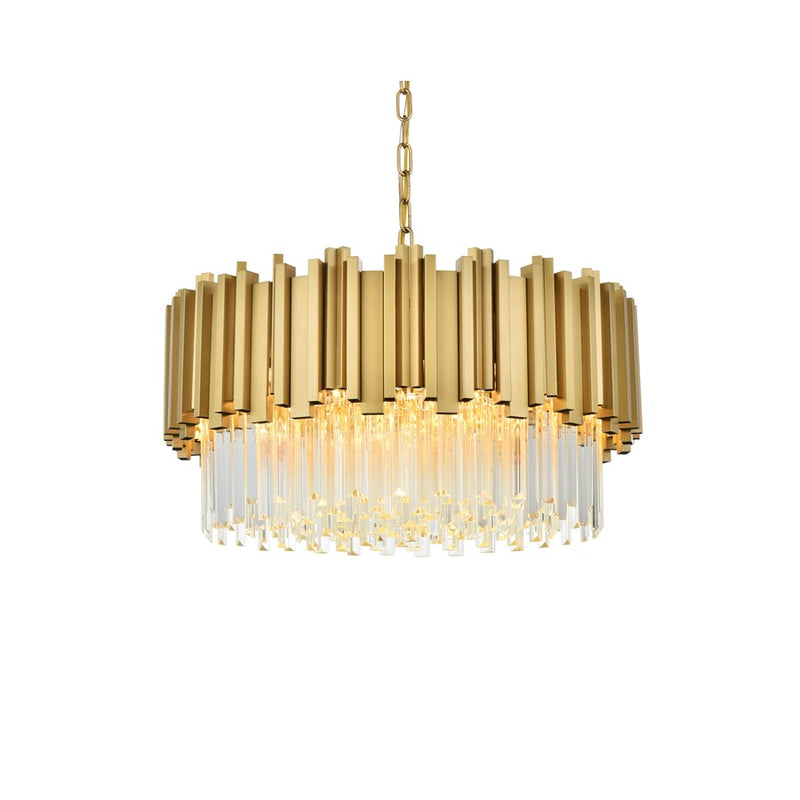 Elegant Lighting Willow 8Lt 1 Tier 24" Chandelier, Satin Gold/Clear