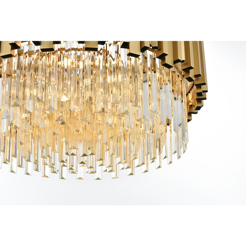Elegant Lighting Willow 8Lt 1 Tier 24" Chandelier, Satin Gold/Clear