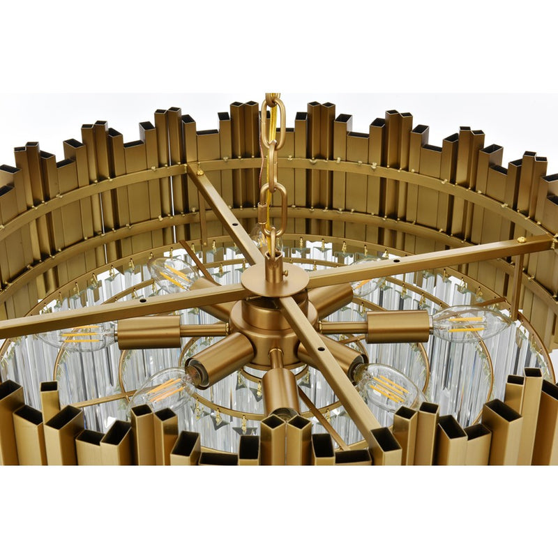 Elegant Lighting Willow 8Lt 1 Tier 24" Chandelier, Satin Gold/Clear