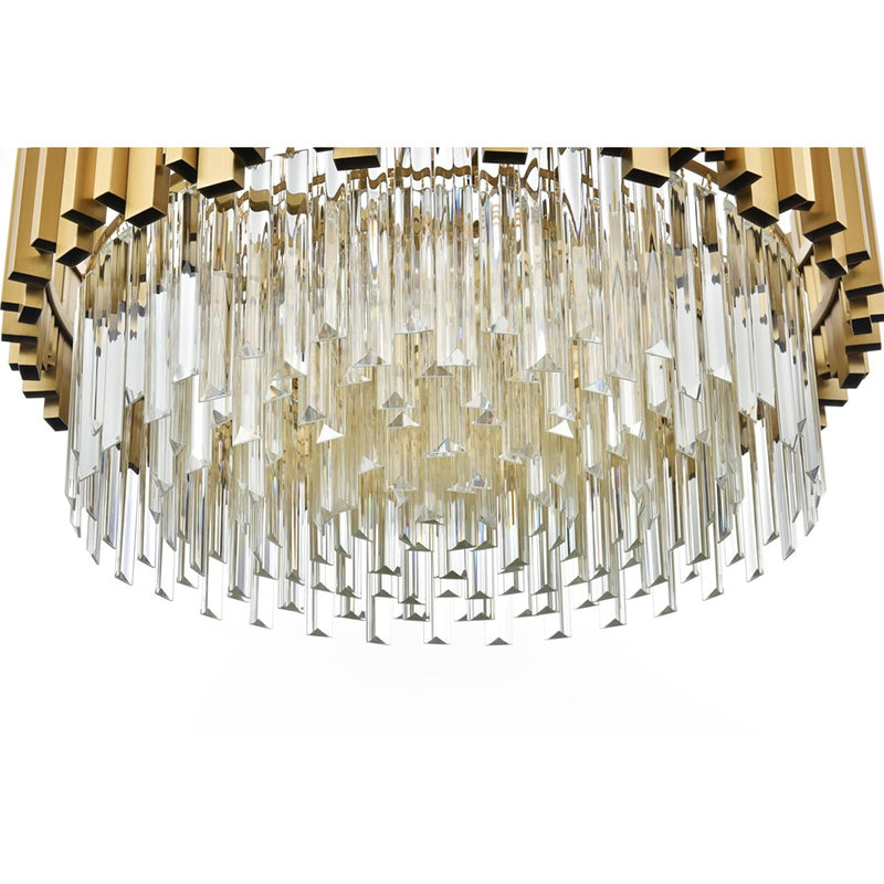 Elegant Lighting Willow 8Lt 1 Tier 24" Chandelier, Satin Gold/Clear