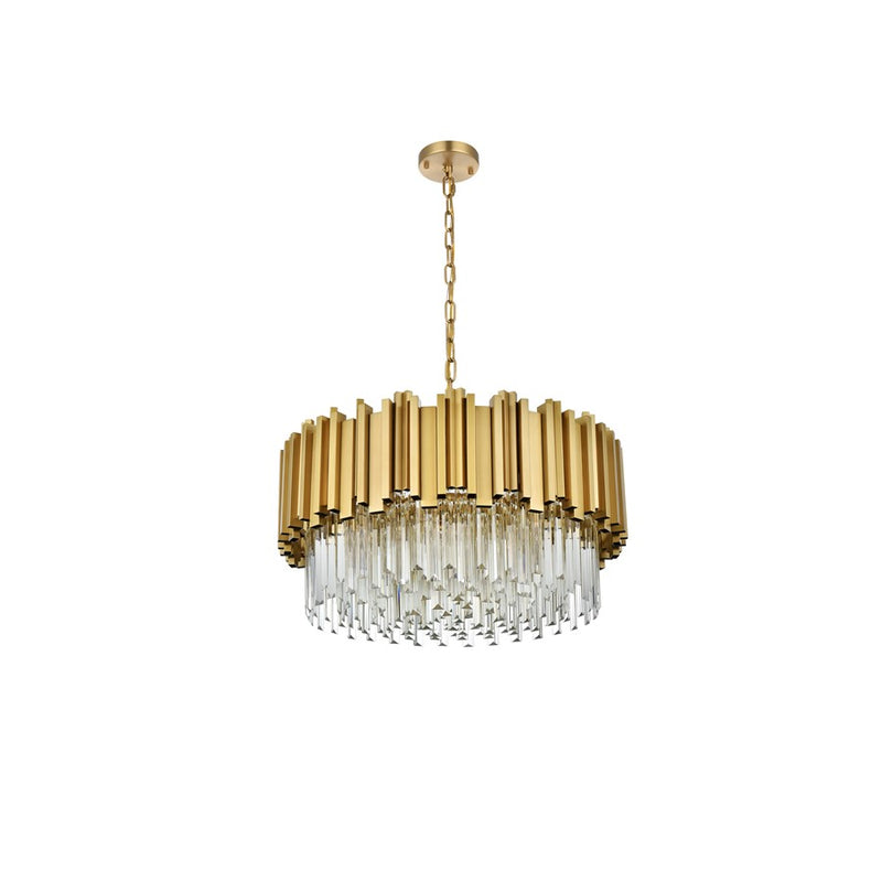 Elegant Lighting Willow 8Lt 1 Tier 24" Chandelier, Satin Gold/Clear