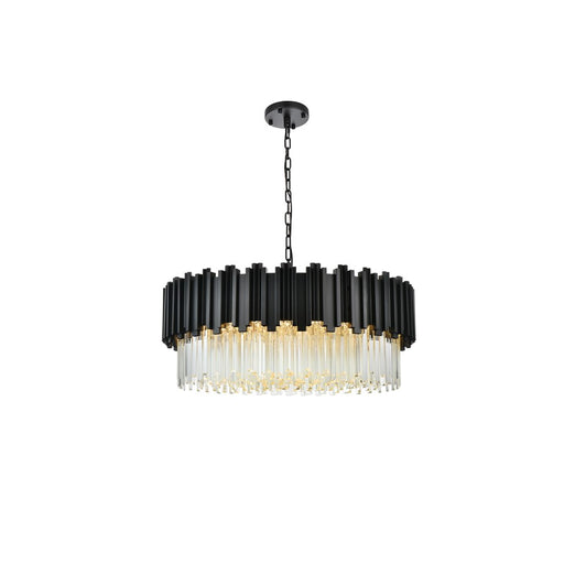 Elegant Lighting Willow 10 Light 32" Chandelier, Black/Clear - 3400D32BK