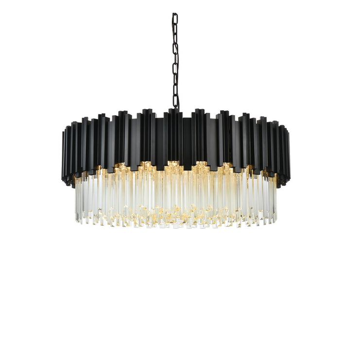 Elegant Lighting Willow 10 Light 32" Chandelier, Black/Clear