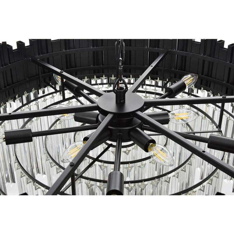 Elegant Lighting Willow 10 Light 32" Chandelier, Black/Clear
