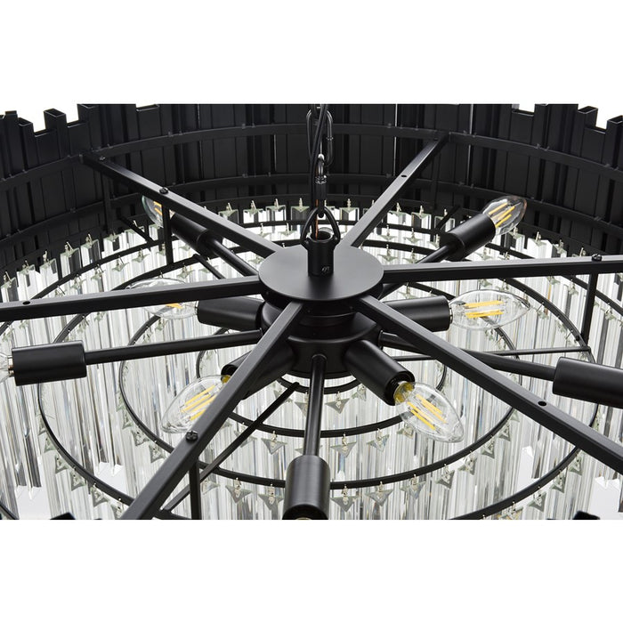 Elegant Lighting Willow 10 Light 32" Chandelier, Black/Clear