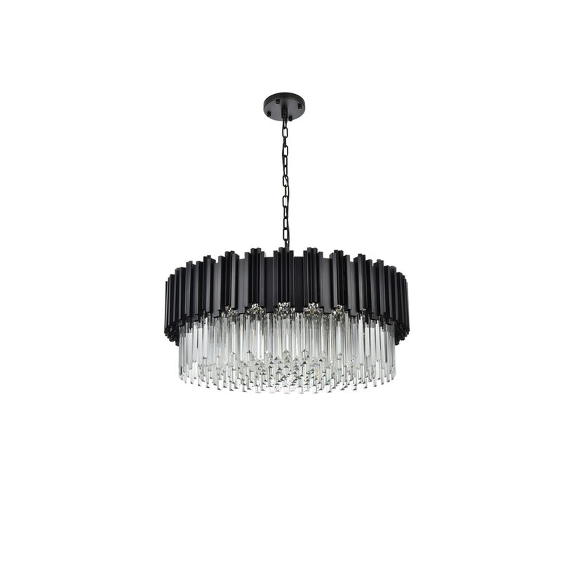 Elegant Lighting Willow 10 Light 32" Chandelier, Black/Clear