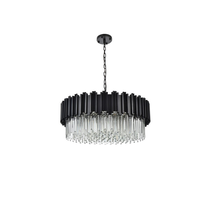 Elegant Lighting Willow 10 Light 32" Chandelier, Black/Clear