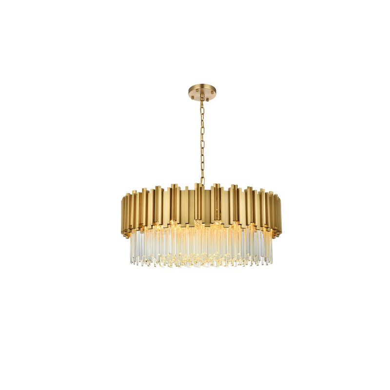 Elegant Lighting Willow 10 Light 32" Chandelier, Satin Gold/Clear