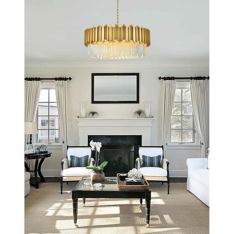 Elegant Lighting Willow 10 Light 32" Chandelier, Satin Gold/Clear