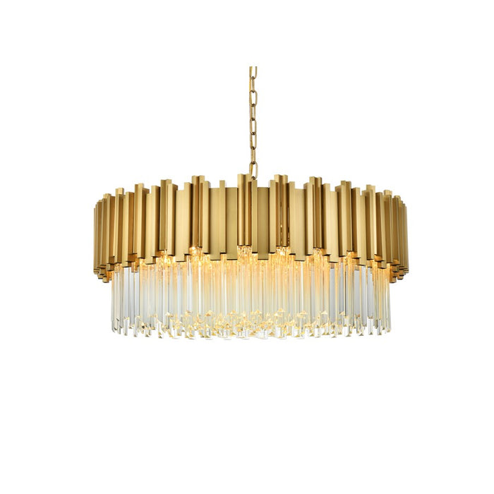 Elegant Lighting Willow 10 Light 32" Chandelier, Satin Gold/Clear