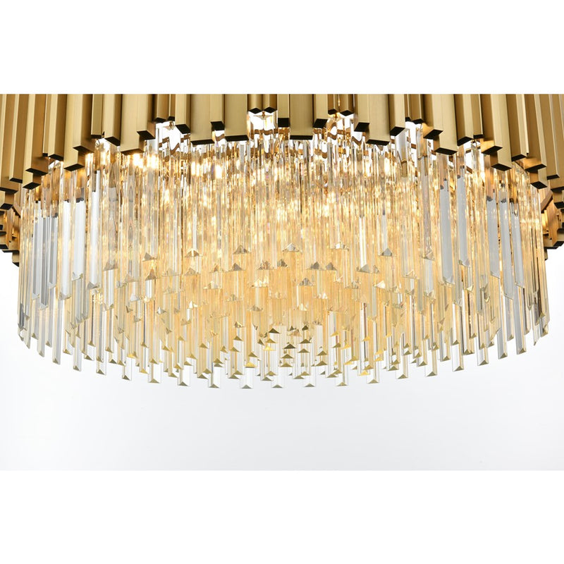 Elegant Lighting Willow 10 Light 32" Chandelier, Satin Gold/Clear