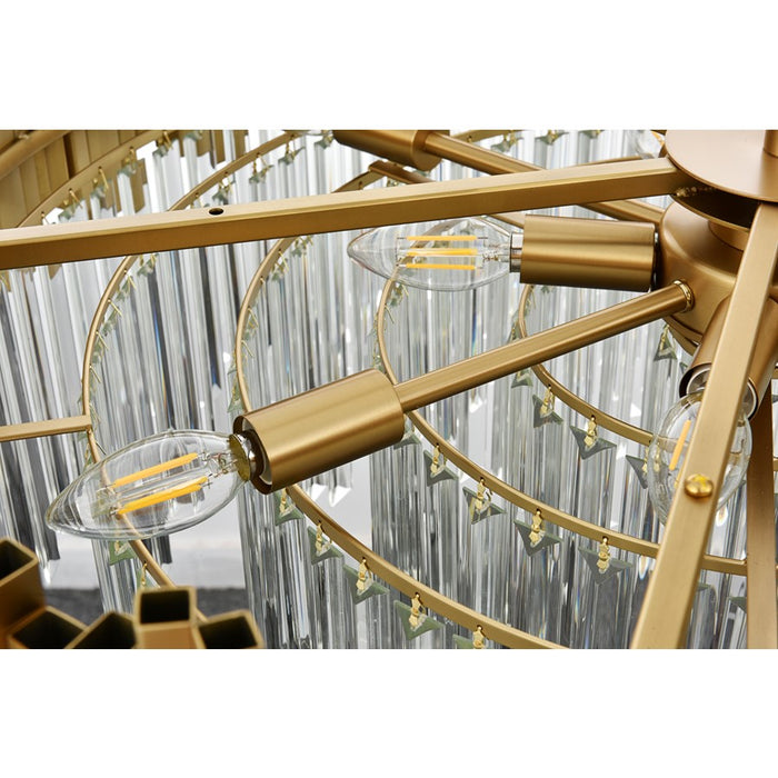 Elegant Lighting Willow 10 Light 32" Chandelier, Satin Gold/Clear