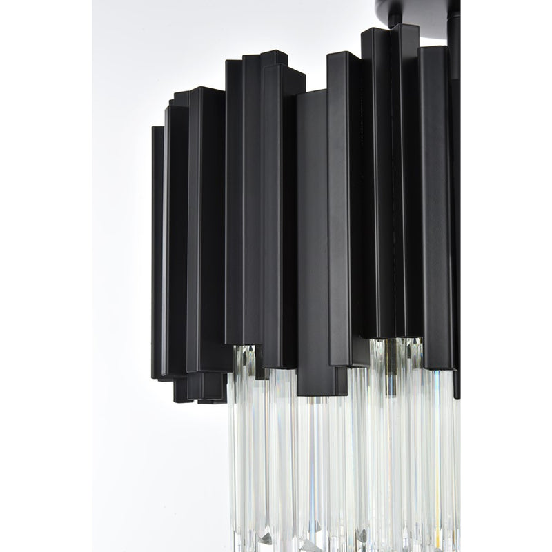 Elegant Lighting Willow 4 Light 16" Flush Mount, Black/Clear