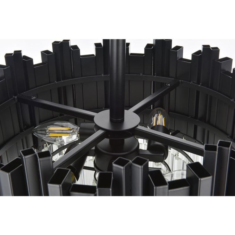 Elegant Lighting Willow 4 Light 16" Flush Mount, Black/Clear
