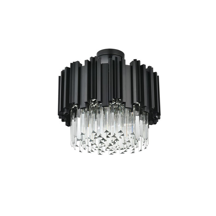 Elegant Lighting Willow 4 Light 16" Flush Mount, Black/Clear