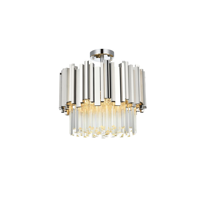 Elegant Lighting Willow 4 Light 16" Flush Mount, Chrome/Clear