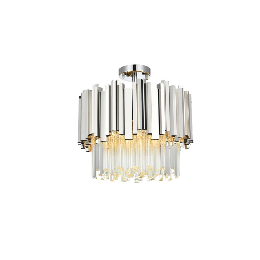 Elegant Lighting Willow 4 Light 16" Flush Mount, Chrome/Clear - 3400F16C